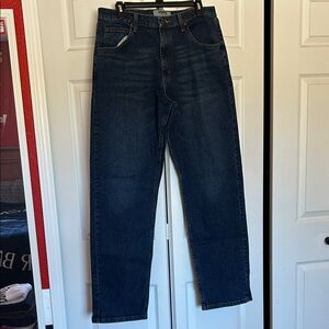 Men’s Wrangler Relaxed Straight Leg Dark Blue Jeans - 34x34